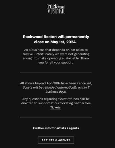 A screenshot from RockwoodBoston.com on May 1, 2024. (WBUR)