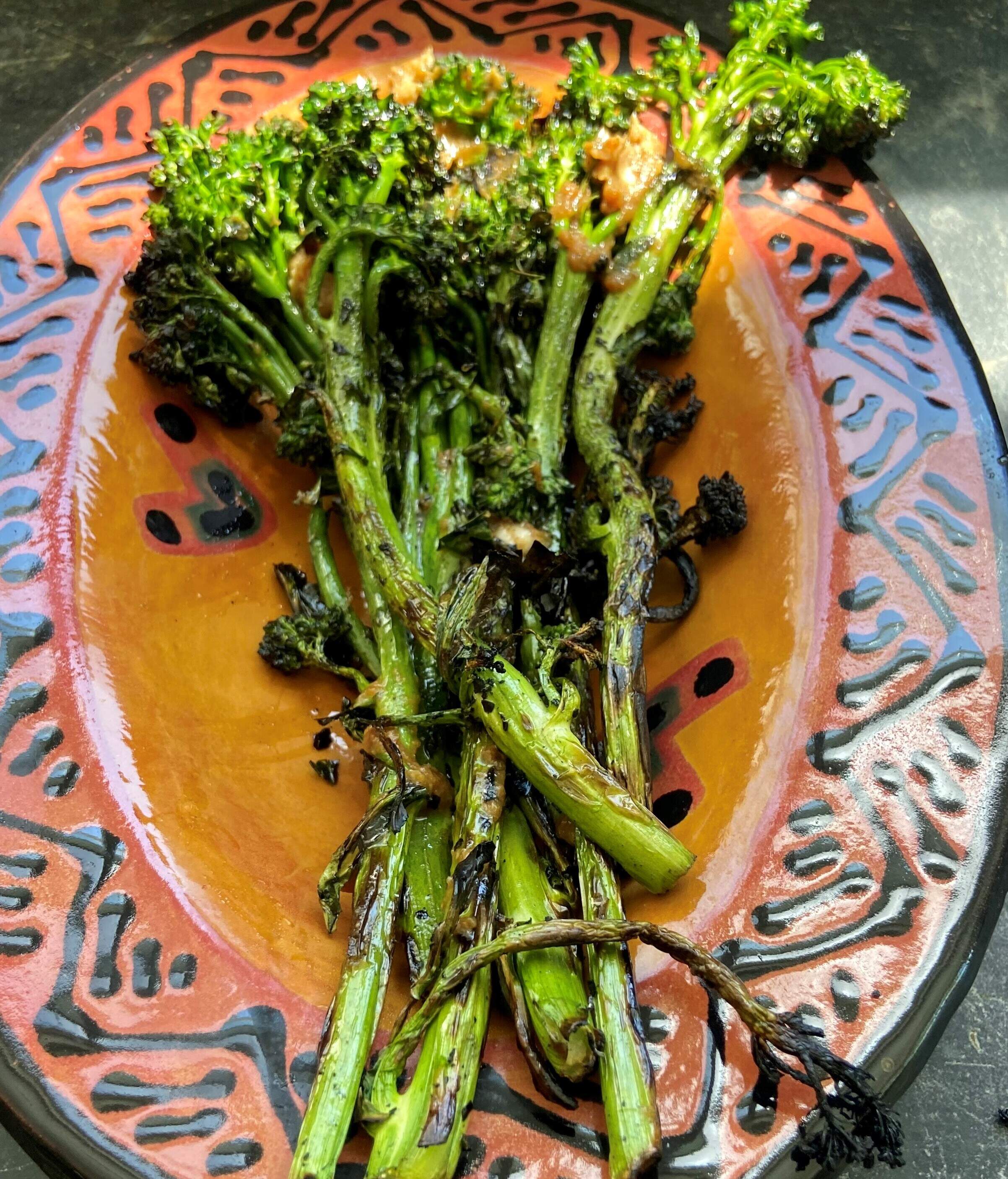 Charred broccolini with miso butter. (Kathy Gunst/Here &amp; Now)