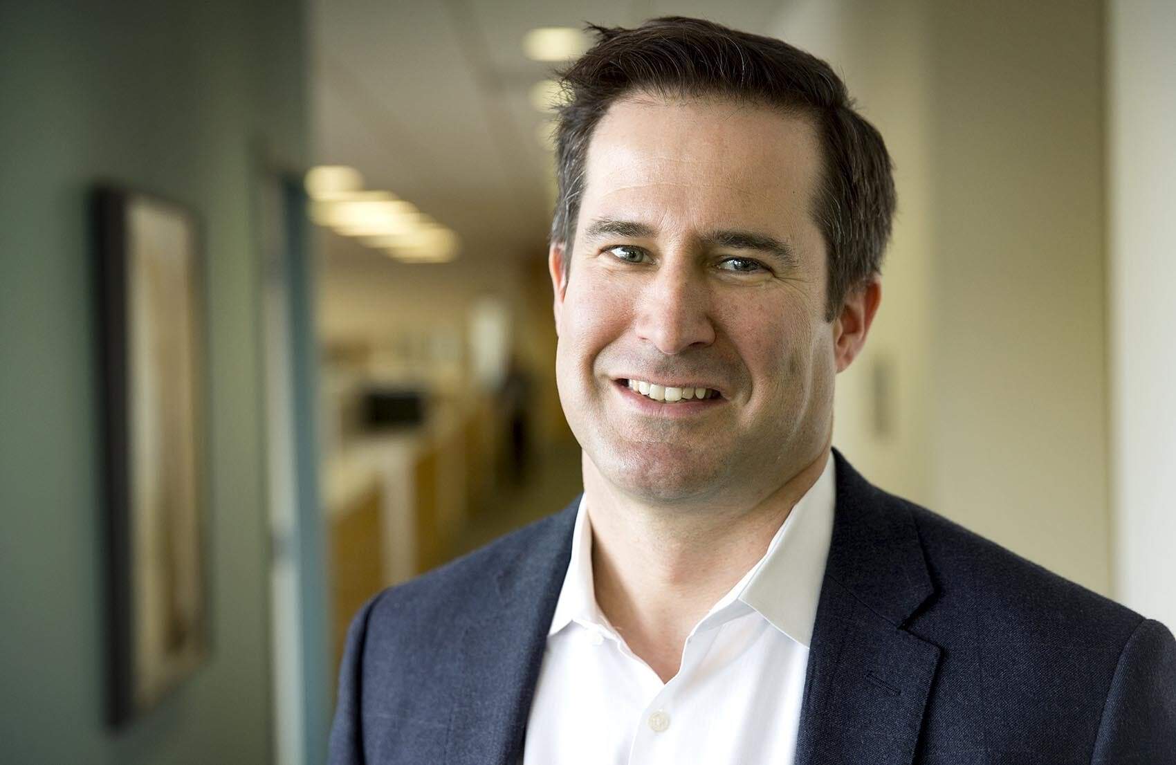 U.S. Representative Seth Moulton at WBUR. (Robin Lubbock/WBUR)