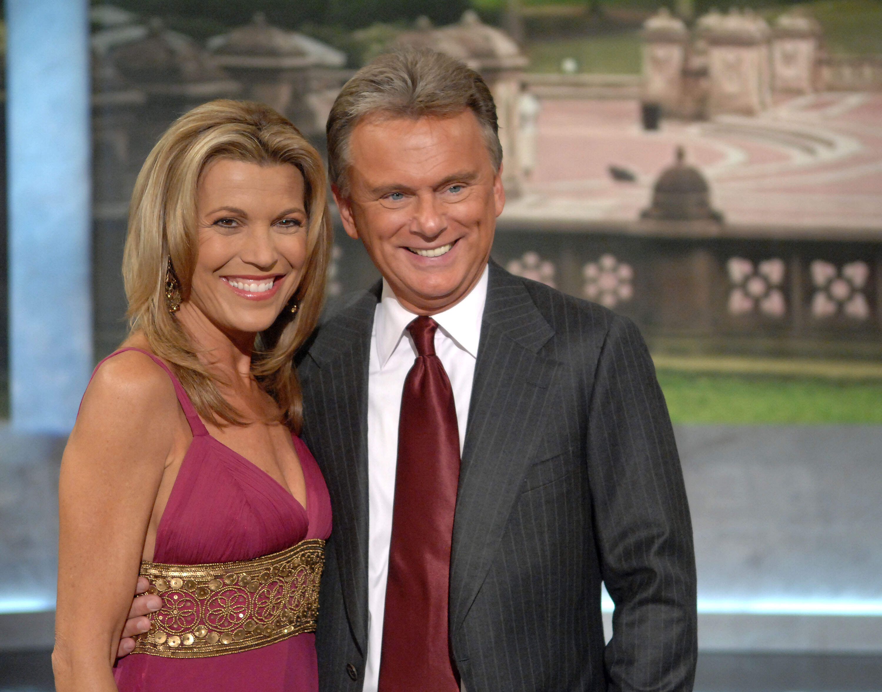 Co-host Vanna White and host Pat Sajak make an appearance at Radio City Music Hall for a taping of celebrity week on "Wheel of Fortune" on Sept. 29, 2007. (Peter Kramer/AP)