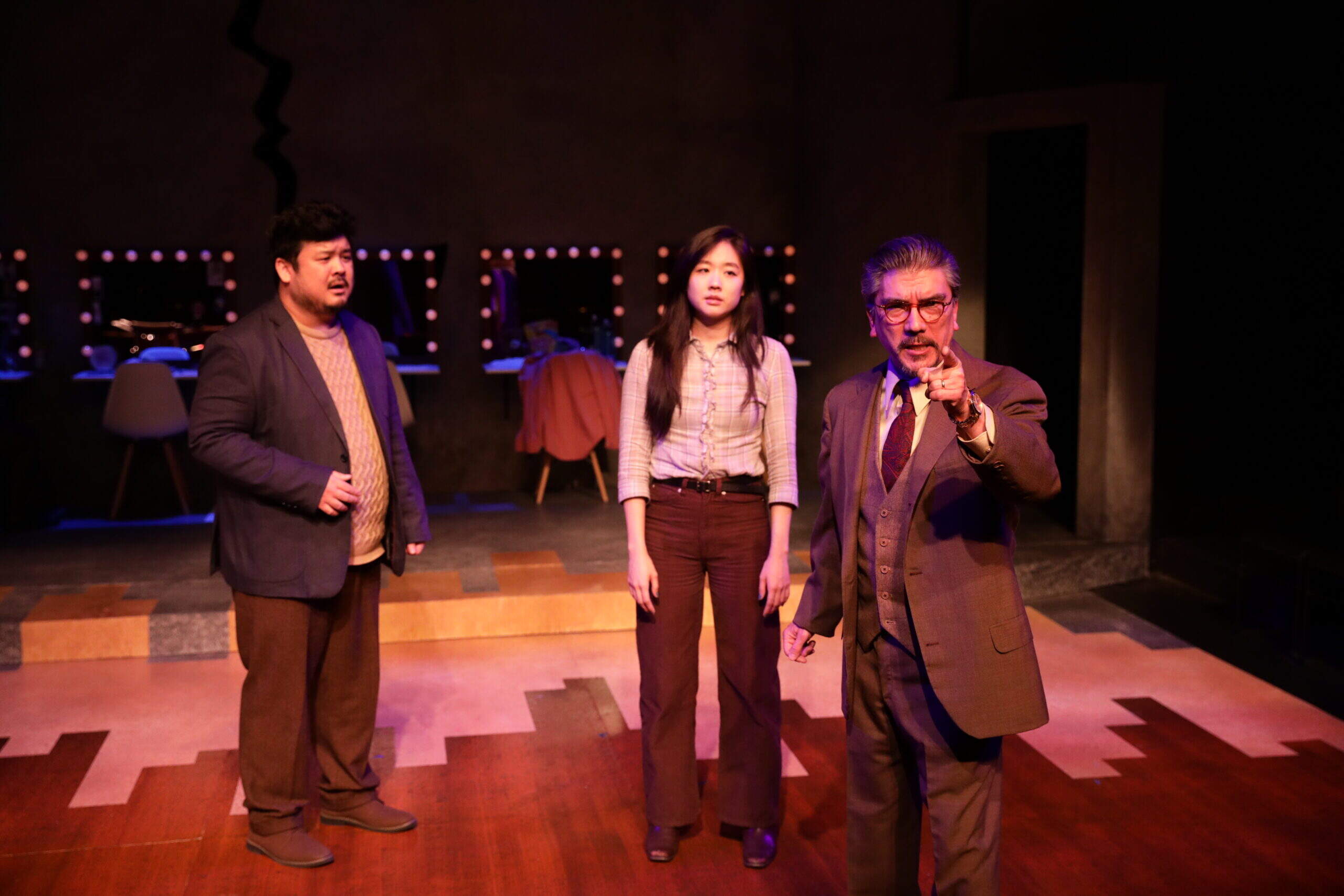 Michael Hisamoto, Jenny S. Lee and J.B. Barricklo in &quot;Yellow Face.&quot; (Courtesy Mark S. Thompson)