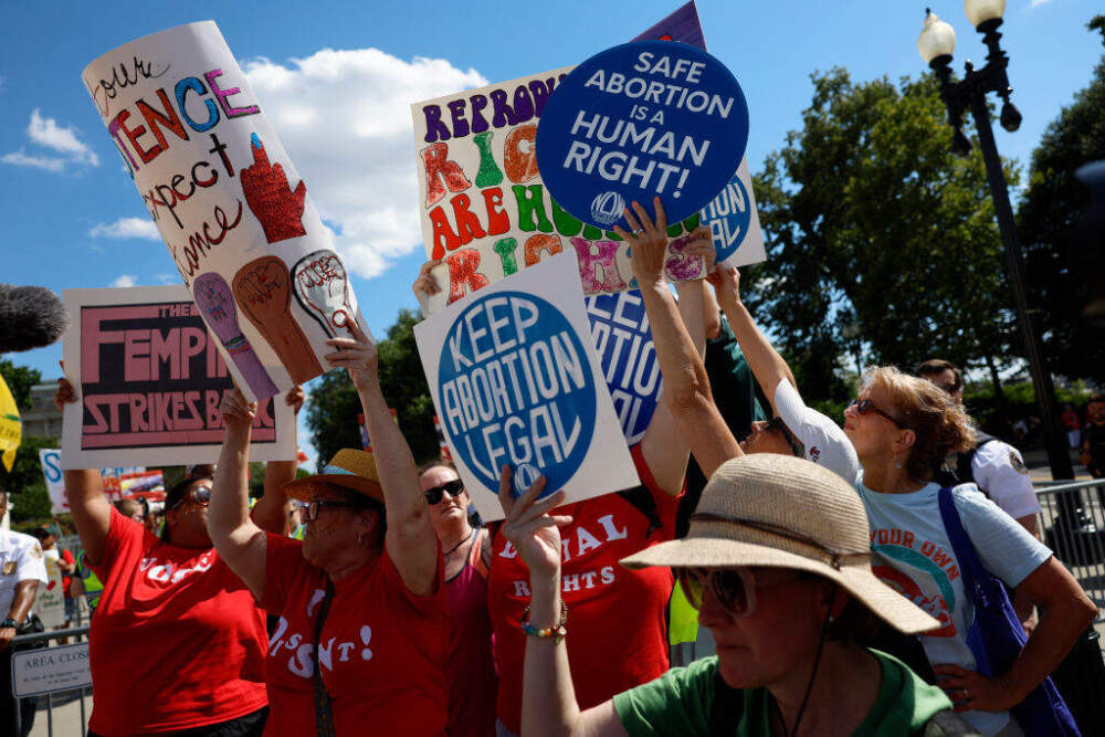 Abortion rights advocates participate in a protest outside of the U.S. Supreme Court Building on June 24, 2024, in Washington, DC. (Anna Moneymaker/Getty Images)