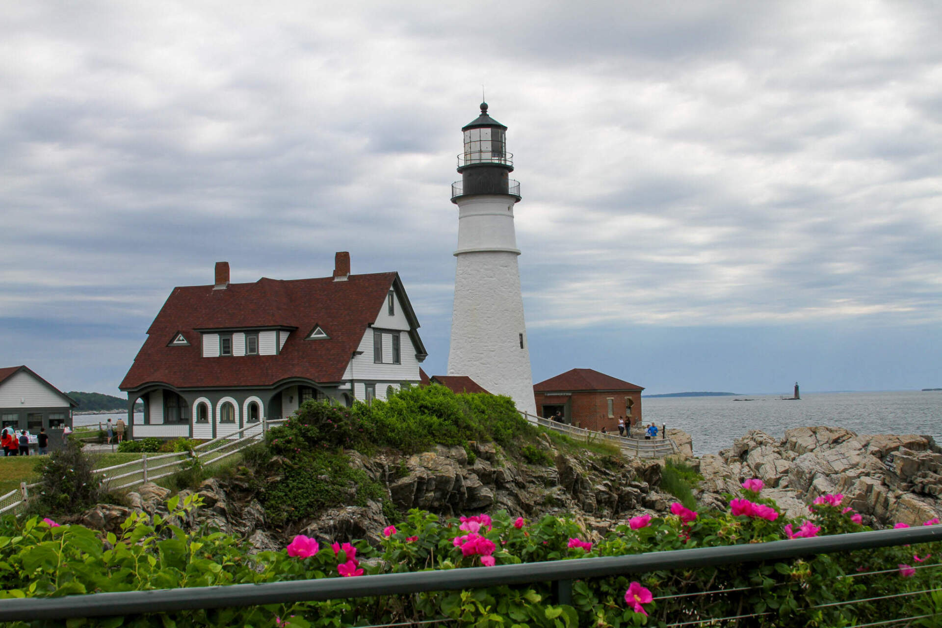 Portland Headlight Lighthouse in Cape Elizabeth, Maine. (Tulley Hescock/Maine Public)