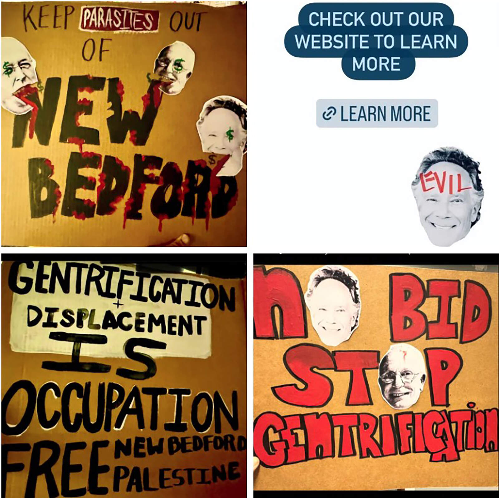 Signs and social media posts opposing the BID have often featured Li Mandi’s face. (Courtesy of The Public's Radio)