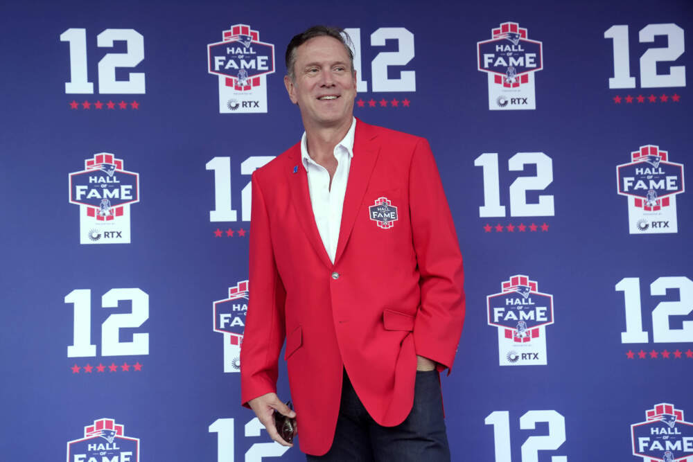 Former New England Patriots quarterback Drew Bledsoe arrives for the Patriots Hall of Fame induction ceremony for Tom Brady. (Steven Senne/AP)