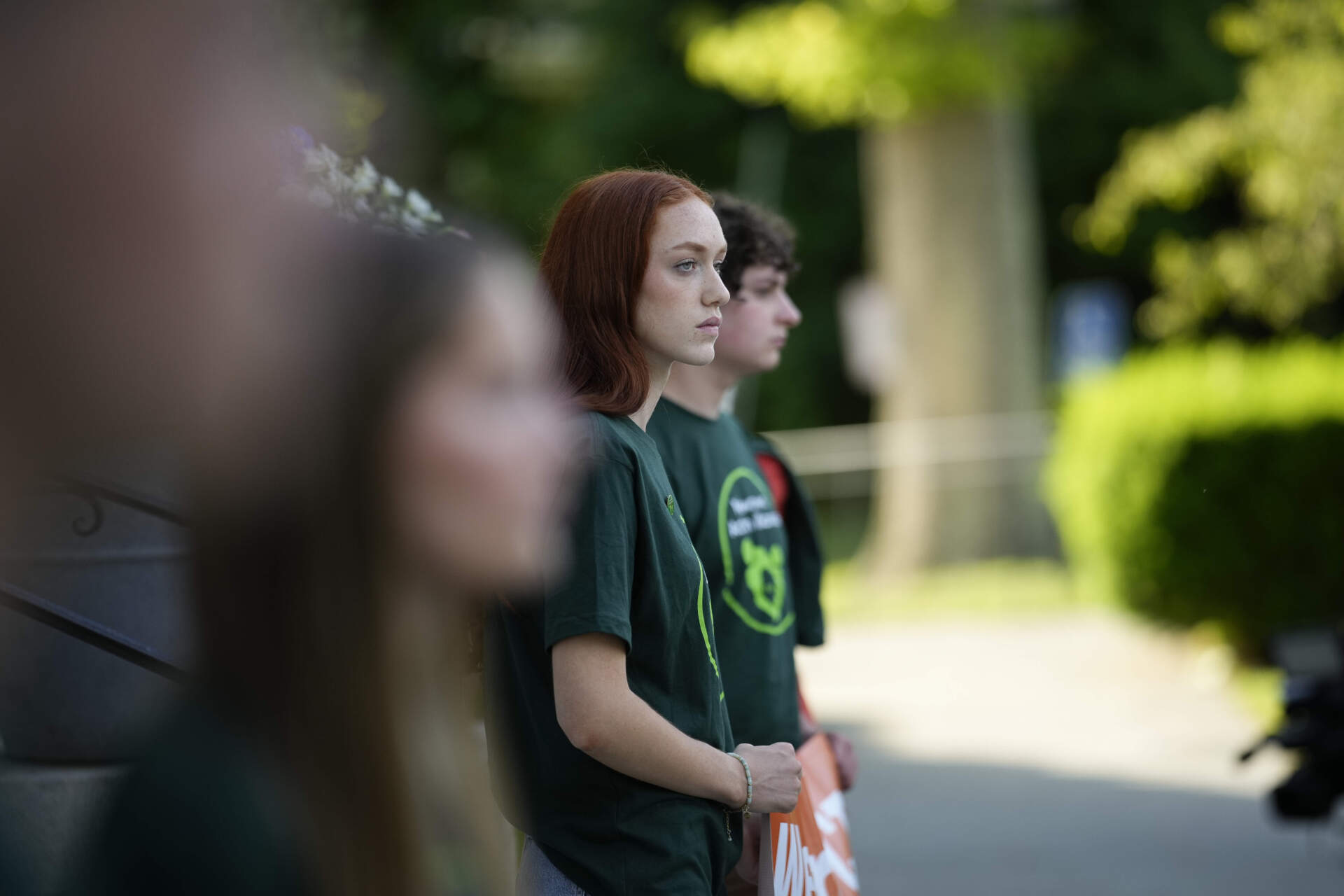 Ella Seaver, a survivor of the 2012 Sandy Hook Elementary School shooting, attends a rally against gun violence on Friday, June 7, 2024 in Newtown, Conn. (Bryan Woolston/AP)