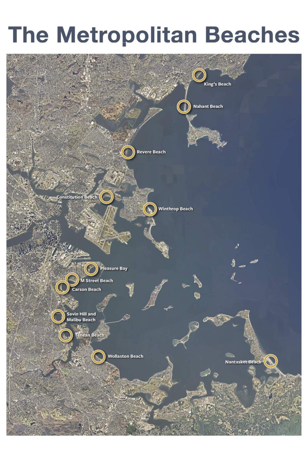 Map of beaches included in 2023 Beach Season Water Quality Report Card. Courtesy Save the Harbor/Save the Bay