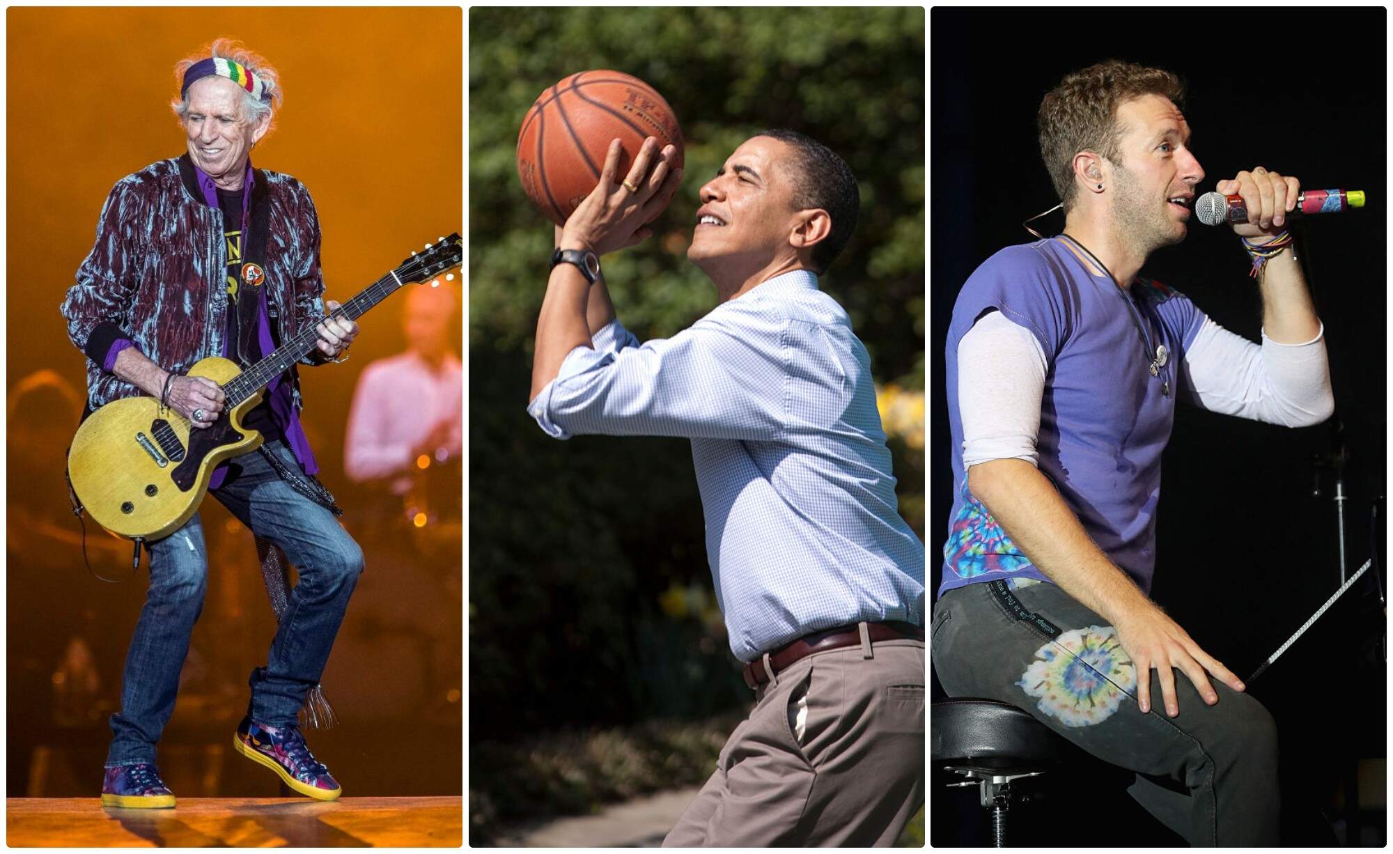 Plenty of "famous overachievers" rely on rituals, including Keith Richards of the Rolling Stones, Barack Obama and Chris Martin. (Brill/ullstein bild via Getty Images); (Brooks Kraft LLC/Corbis via Getty Images); (Chris Jackson/Getty Images)