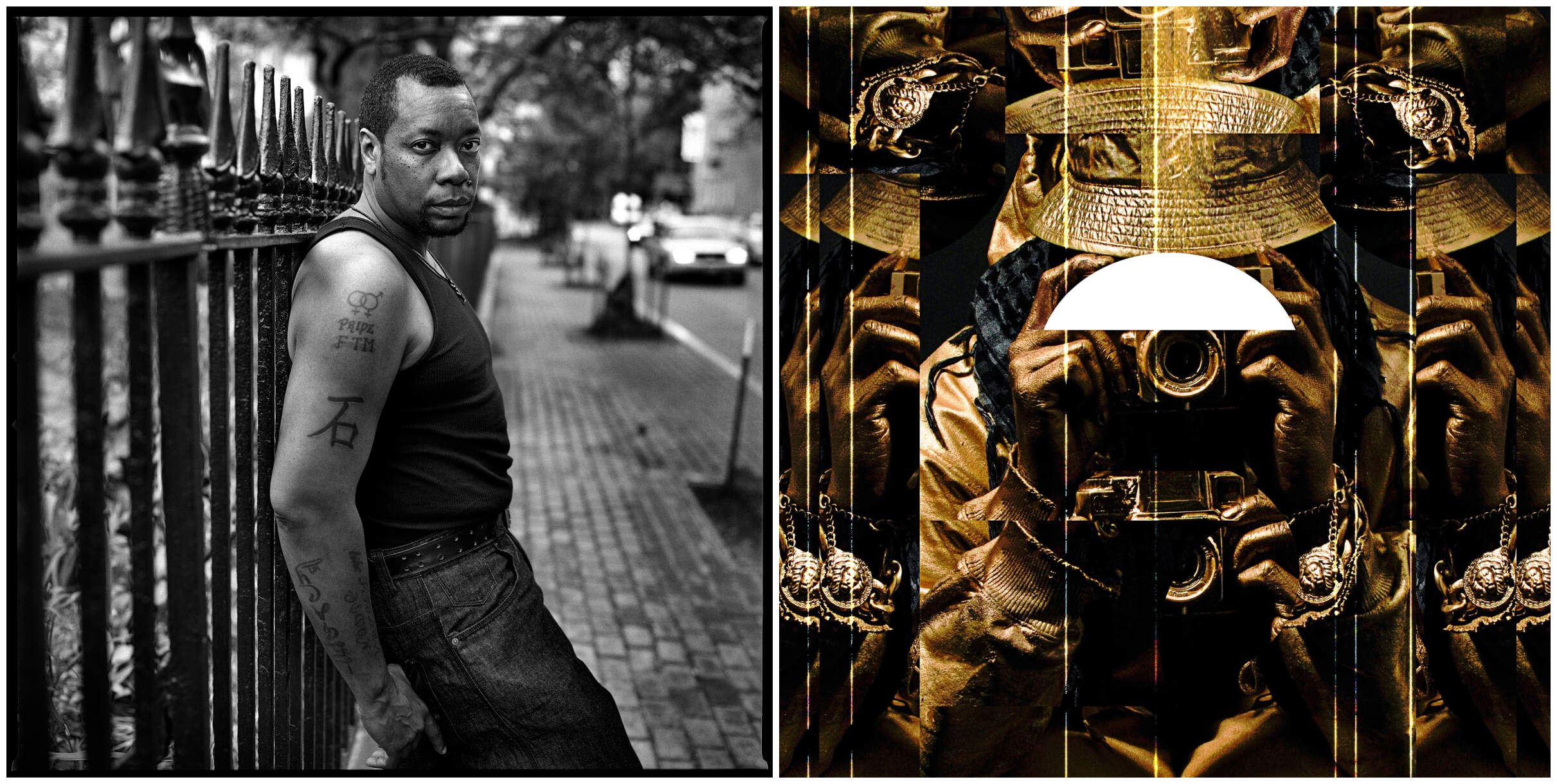 Left: Mark Seliger, "Jevon Martin," 2015. (Courtesy Mark Seliger and Isabella Stewart Gardner Museum) Right: Jaypix Belmer, "Reflect the Light," 2014. (Courtesy Jaypix Belmer and Isabella Stewart Gardner Museum)