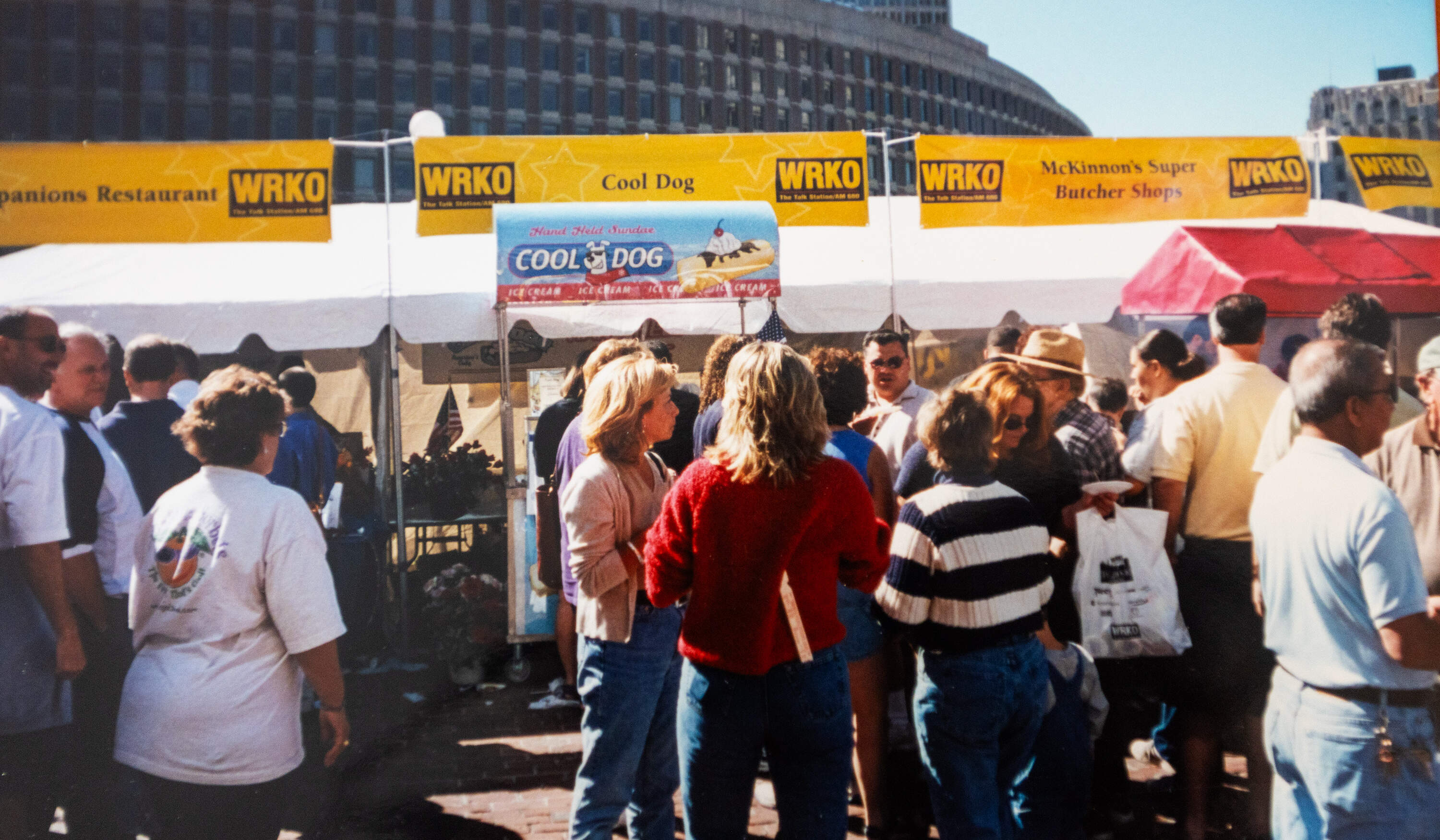 The Cool Dog booth at a food festival on Boston's City Hall Plaza during the early days of the business. (Courtesy Peter and Tara Franklin)