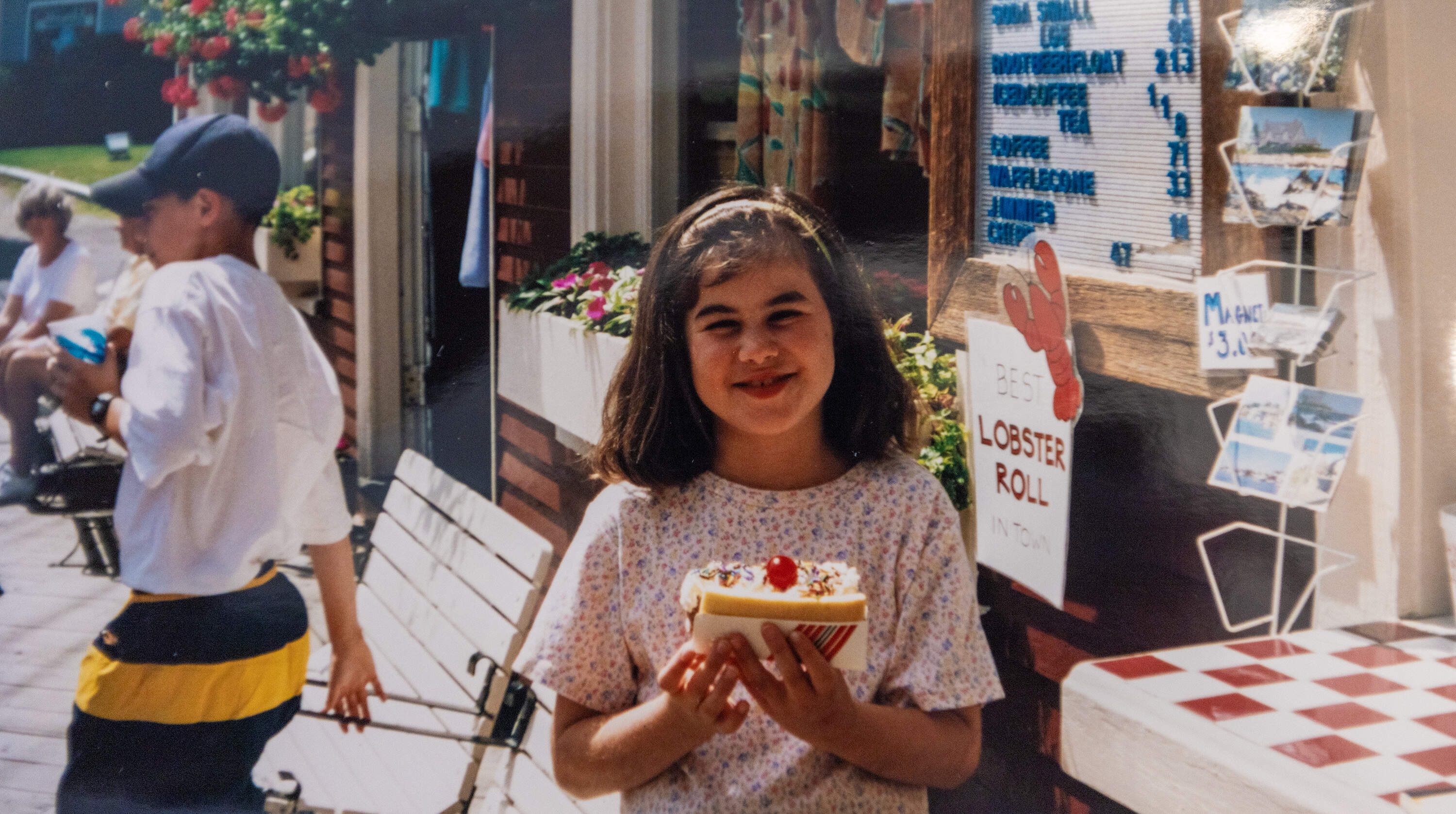 A happy customer with an early Cool Dog prototype in Kennebunkport, Maine in 2001. (Courtesy Peter and Tara Franklin)