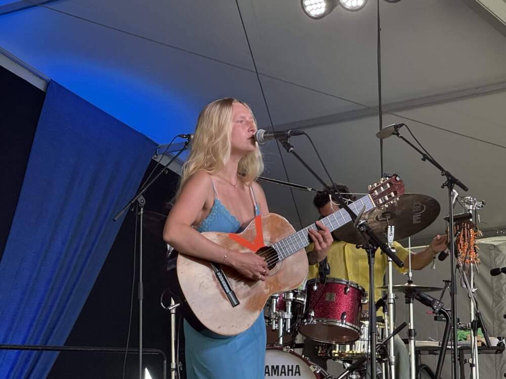 Billie Marten performing at Newport Folk Festival on July 26, 2024. (Maddie Browning for WBUR)