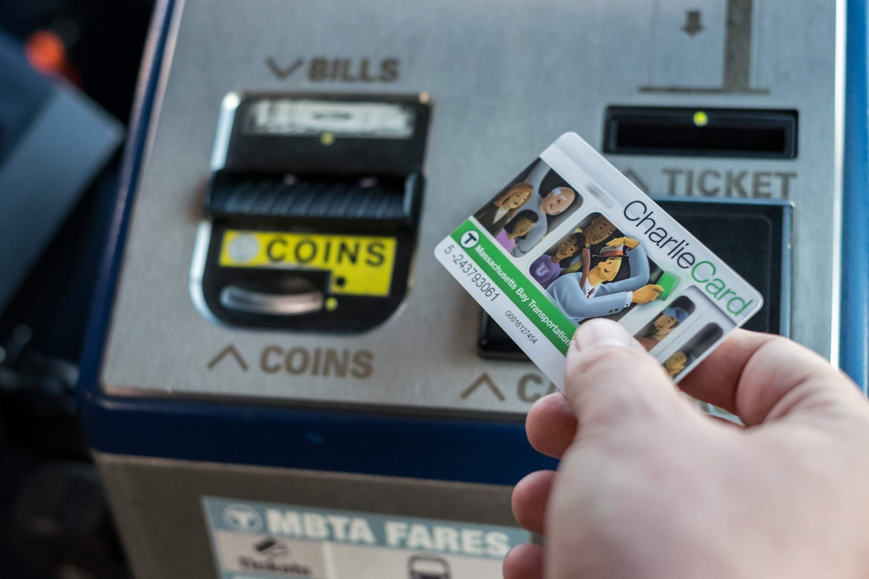 A CharlieCard is tapped on a fare reader. (MBTA)