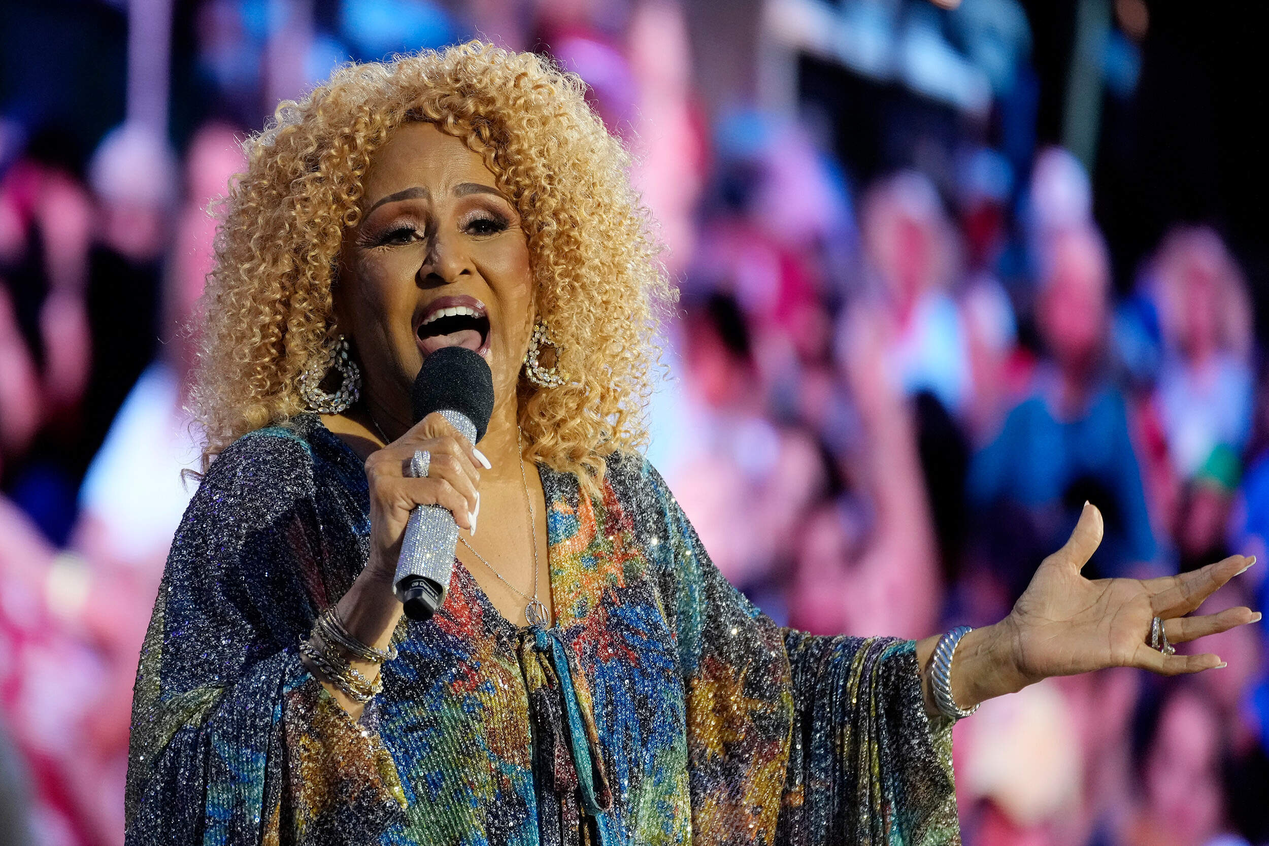 Darlene Love performs during the Boston Pops Fireworks Spectacular at the Hatch Memorial Shell on the Esplanade in Boston, Thursday, July 4, 2024. (Michael Dwyer/AP)