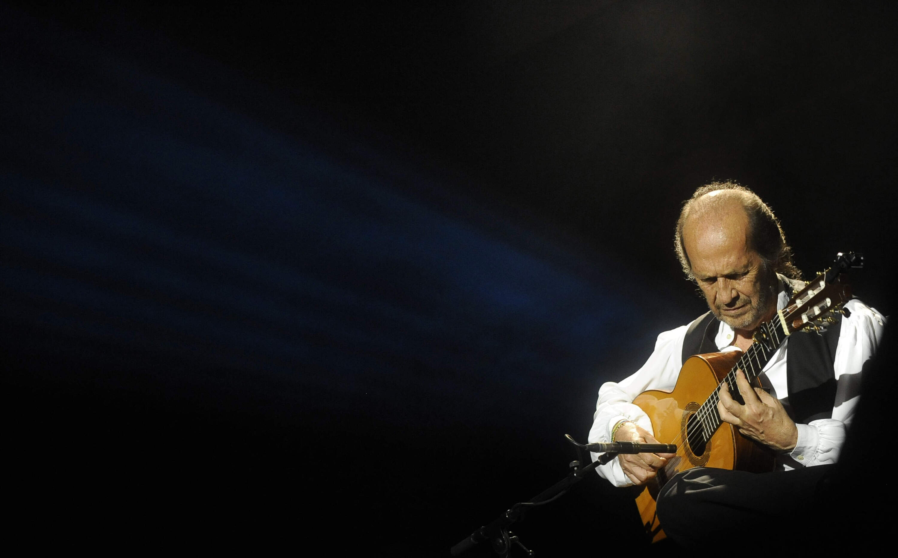 Spanish guitarist Paco de Lucia performs on stage during the 37th Jazz Festival of Vitoria on July 20, 2013 in the northern Spanish Basque city of Vitoria. (Rafa Rivas/AFP via Getty Images)