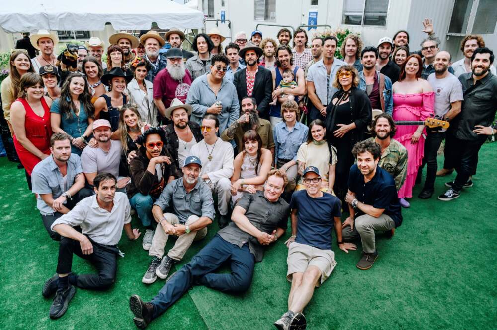 Conan O'Brien and friends at the 2024 Newport Folk Festival.  (Courtesy Nina Westervelt)