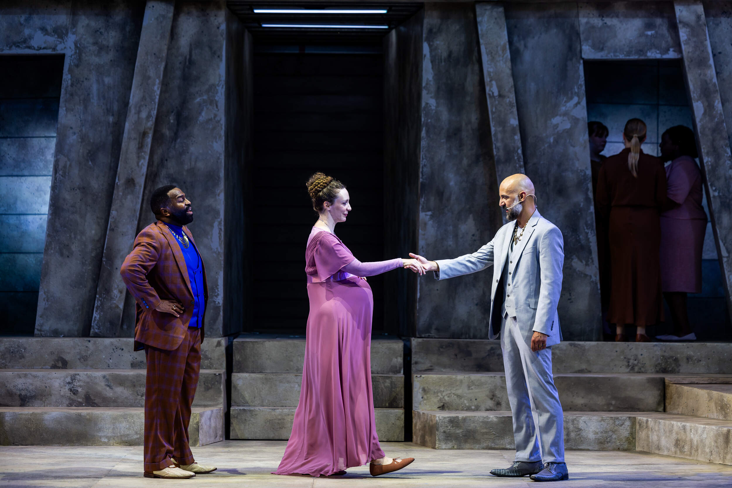 From left: Omar Robinson, Marianna Bassham and Nael Nacer in Commonwealth Shakespeare Company's production of "The Winter's Tale." (Courtesy Nile Scott Studios)