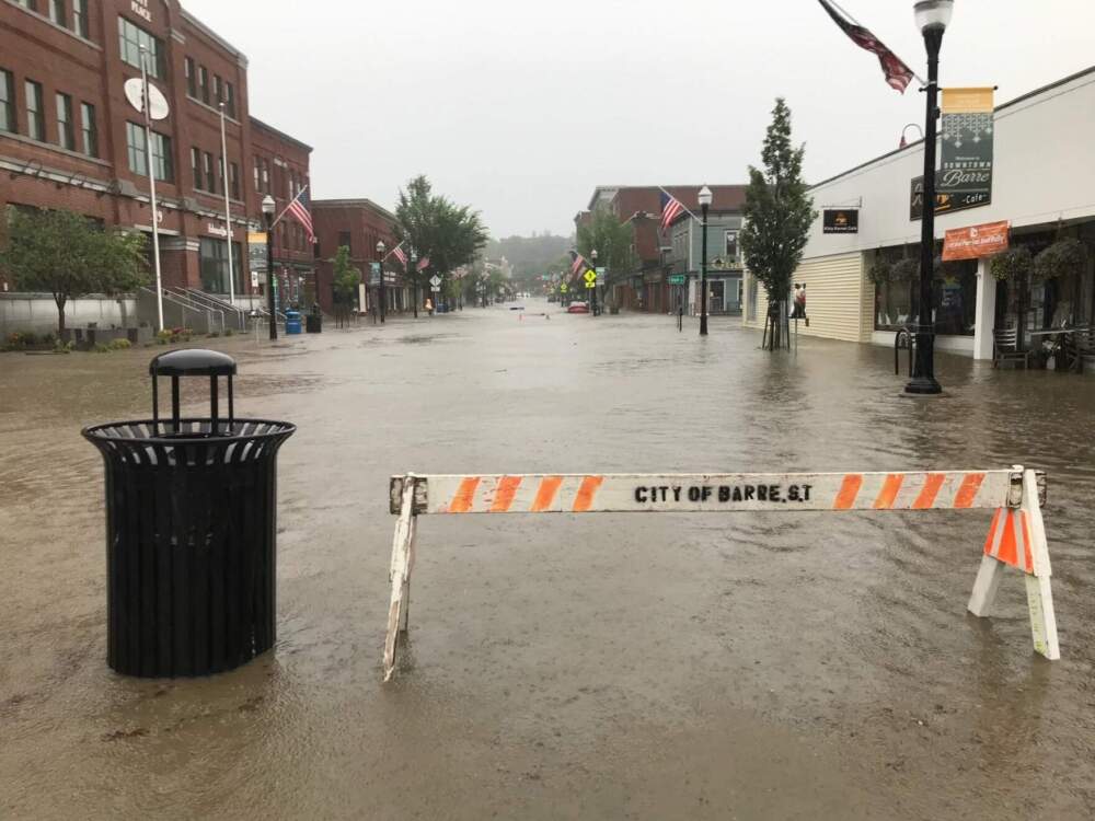 Several feet of water overtook Main Street in Barre during the floods. (Peter Hirschfeld/Vermont Public)
