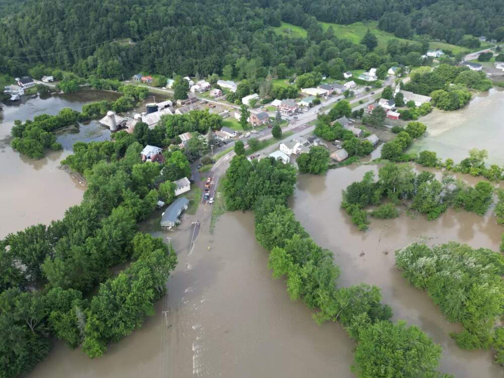 Flooding in Cambridge is pictured on June 12, 2023. (Courtesy of the University Of Vermont via Vermont Public)