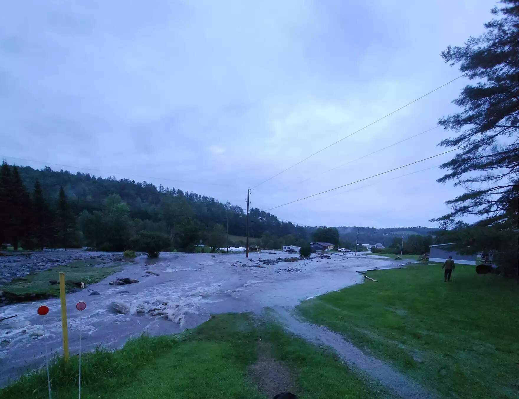 Flooding at Severance Hill in St. Johnsbury Tuesday morning. (Courtesy of Lisa Schartner Call via Vermont Public)