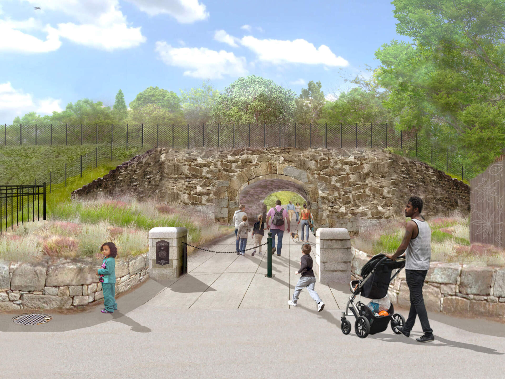 An artist's rendering of the 2020 design for the Arboretum Road entrance. (Rendering by Horsley Witten Group/Halvorson Design)