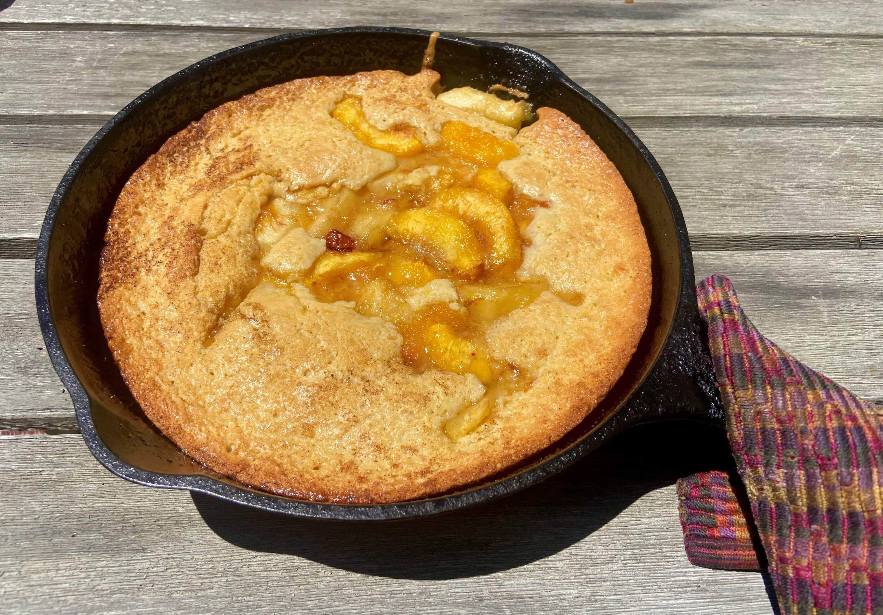 Stone fruit and brown butter skillet cake. (Kathy Gunst/Here &amp; Now)