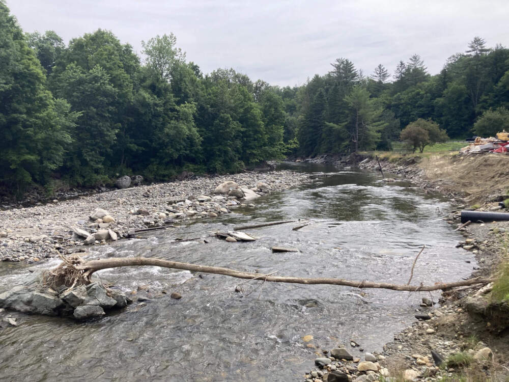 The Lamoille River runs through Hardwick and along a section of Route 15. (Liam Elder-Connors/Vermont Public) 