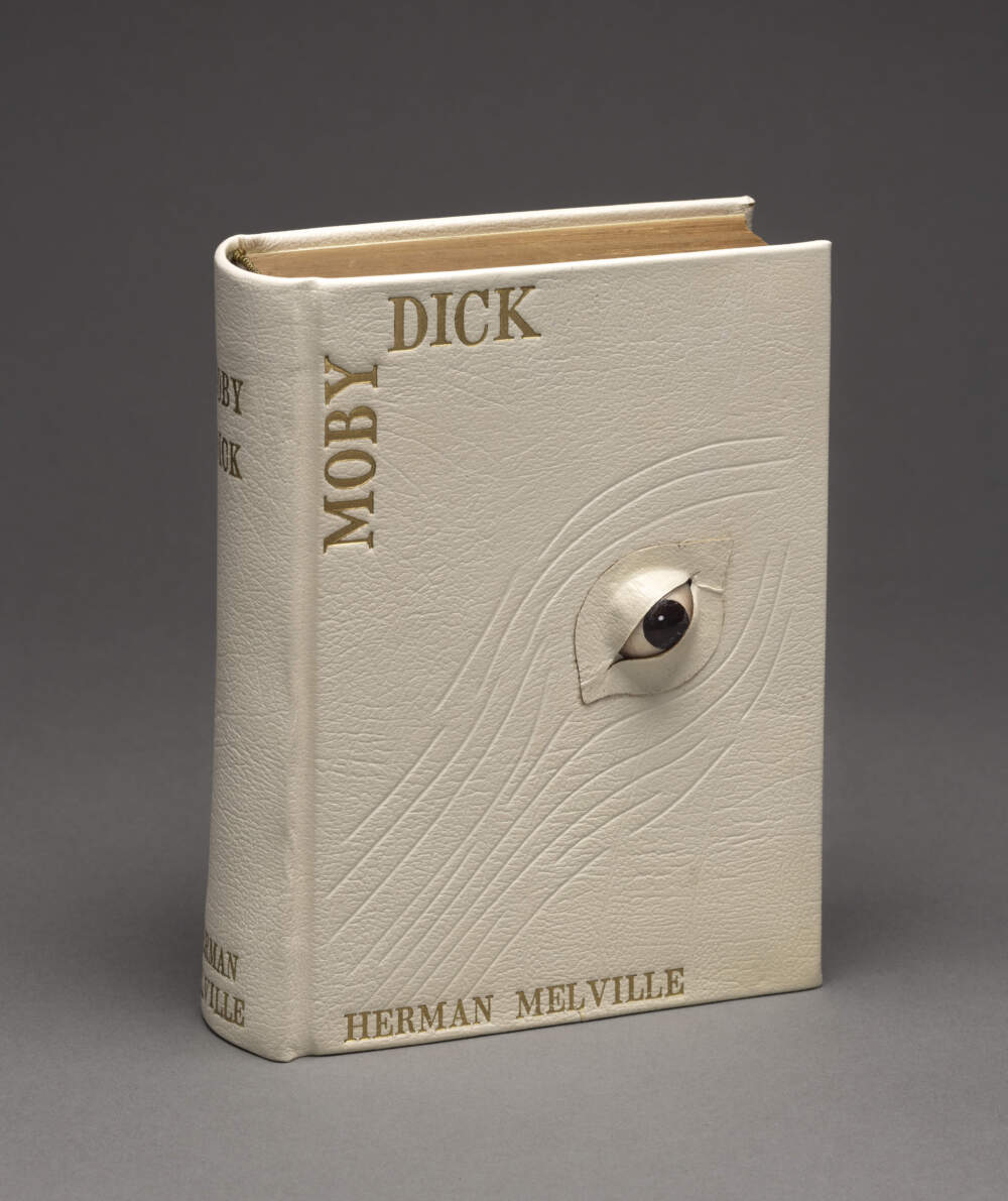 Chaim Ebanks, bookbinder, and Susan Ebanks, designer, of Exeter Bookbinders (Devon, England). &quot;Moby Dick: or, The Whale,&quot; published 1930. (Courtesy Kathy Tarantola/Peabody Essex Museum)