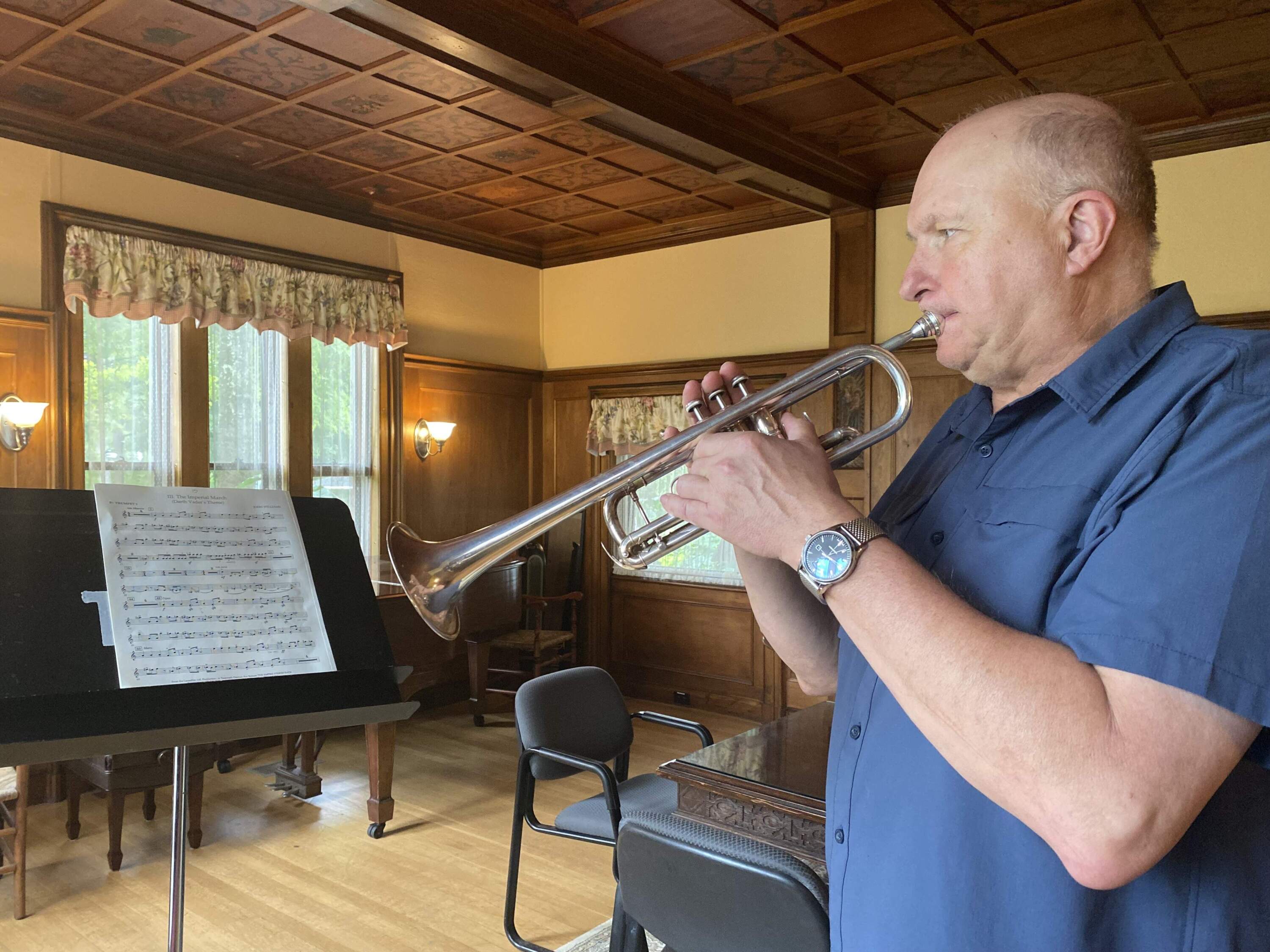 BSO principal trumpet Tom Rolfs plays "The Imperial March." (Andrea Shea/WBUR)