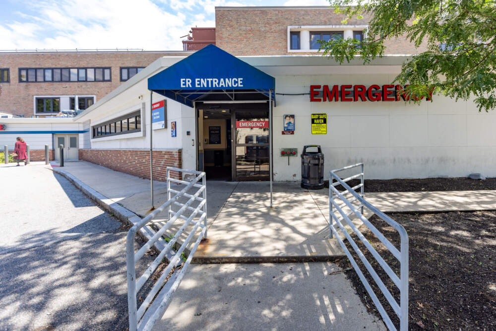 The Emergency Room entrance at Carney Hospital in Dorchester. (Jesse Costa/WBUR)