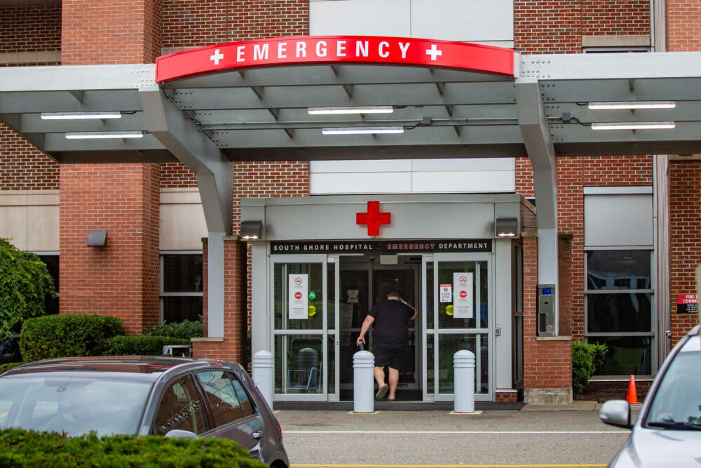 The emergency department entrance at South Shore Hospital in Weymouth. (Jesse Costa/WBUR)