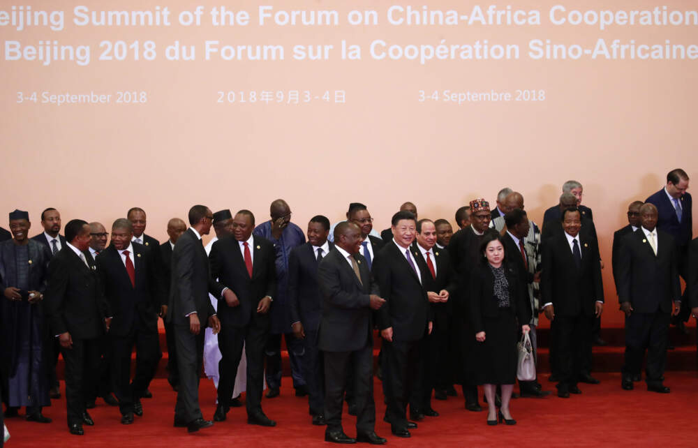 Chinese President Xi Jinping and African leaders gather after a photo session during the Forum on China-Africa Cooperation (FOCAC) 2018 Beijing Summit in Beijing. (How Hwee Young/Pool Photo via AP)