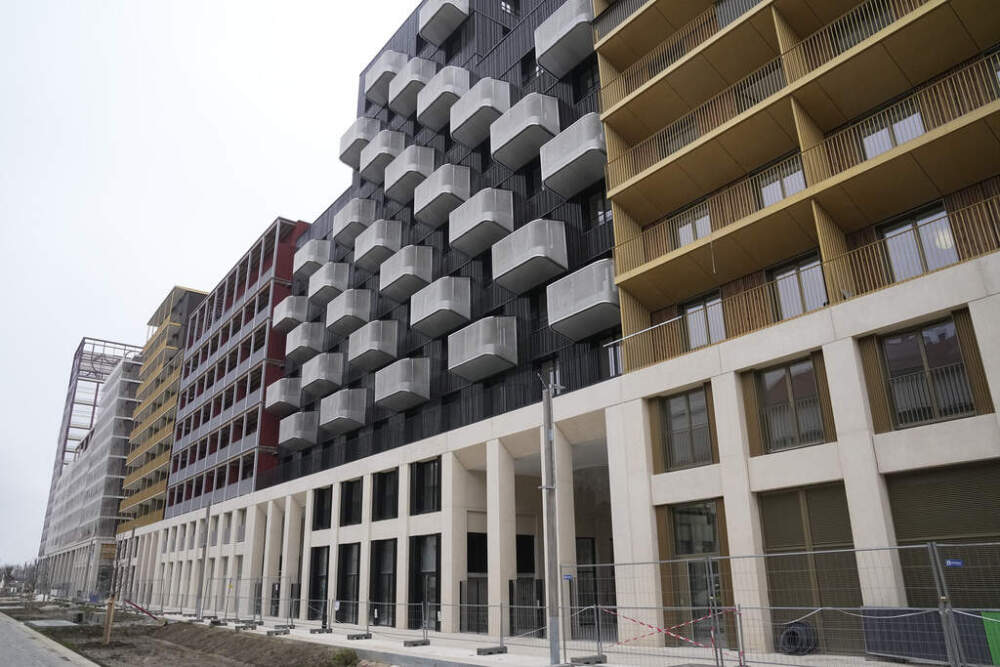 Buildings of the Olympic Village in Saint-Denis, outside Paris. The U.S. Olympic team was one of a handful that supplied air conditioners for their athletes at the Paris Games. ( Michel Euler/AP)