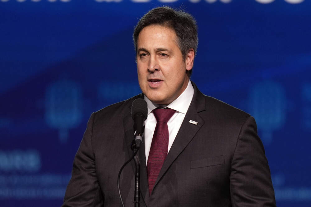 Paul Dans, former director of Project 2025 at the Heritage Foundation, speaks at the National Religious Broadcasters convention. (George Walker IV/AP)