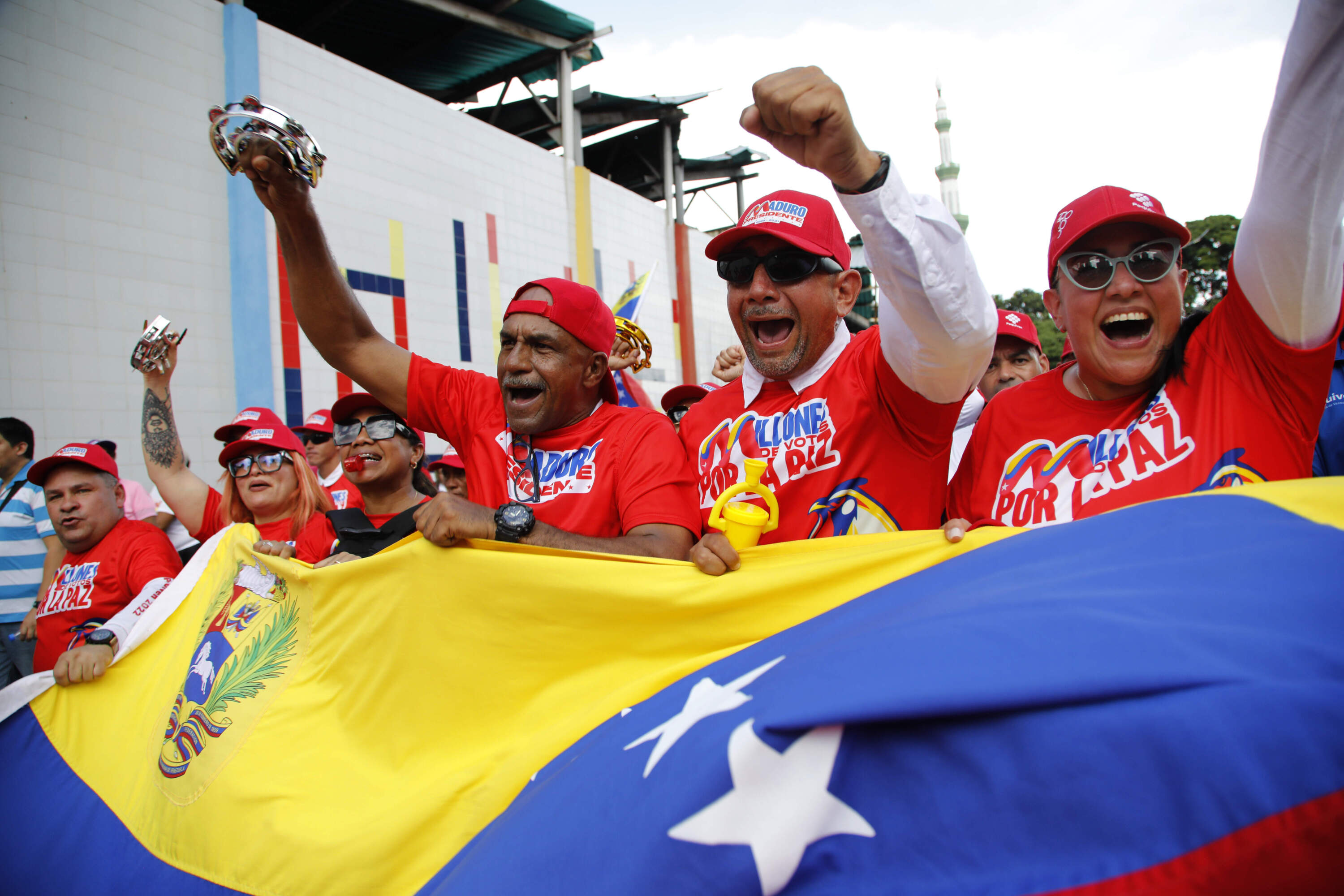 Supporters of Venezuelan President Nicolas Maduro take part in a rally in defense of his reelection on Aug. 3, 2024. (Cristian Hernandez/AP)