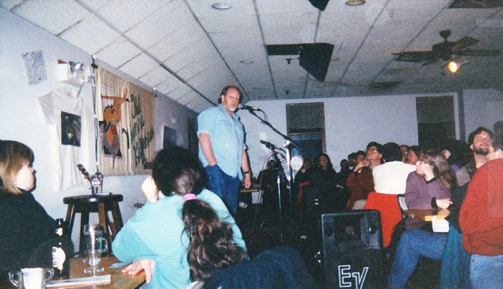 Robert Haigh hosts an open mic at the Old Vienna Coffeehouse in Westborough. (Courtesy of Chris Yeager)