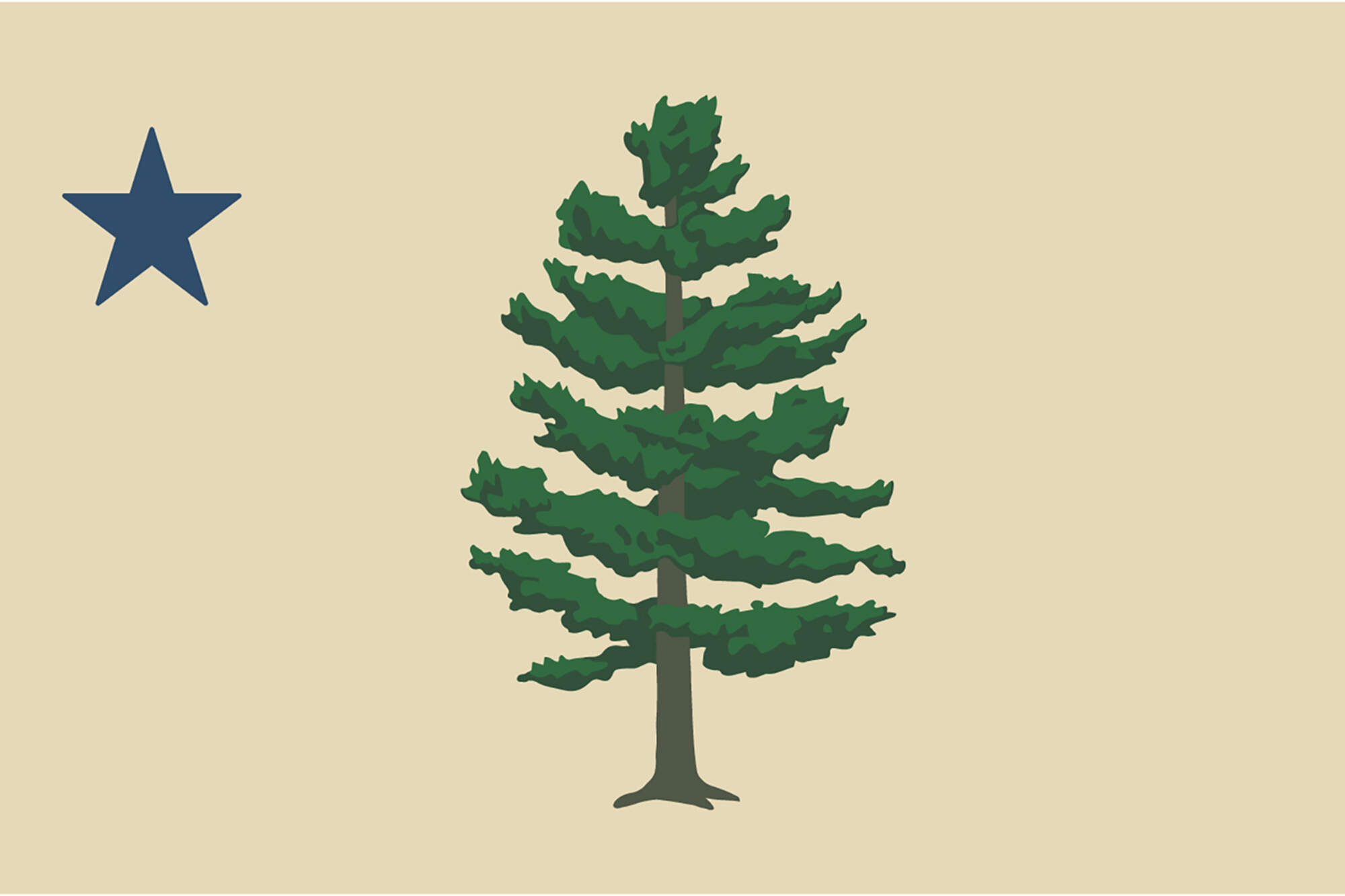 The winning design of a flag contest, announced by Maine Secretary of State Shenna Bellows on Monday, Aug. 5, 2024. (Maine Secretary of State via AP)