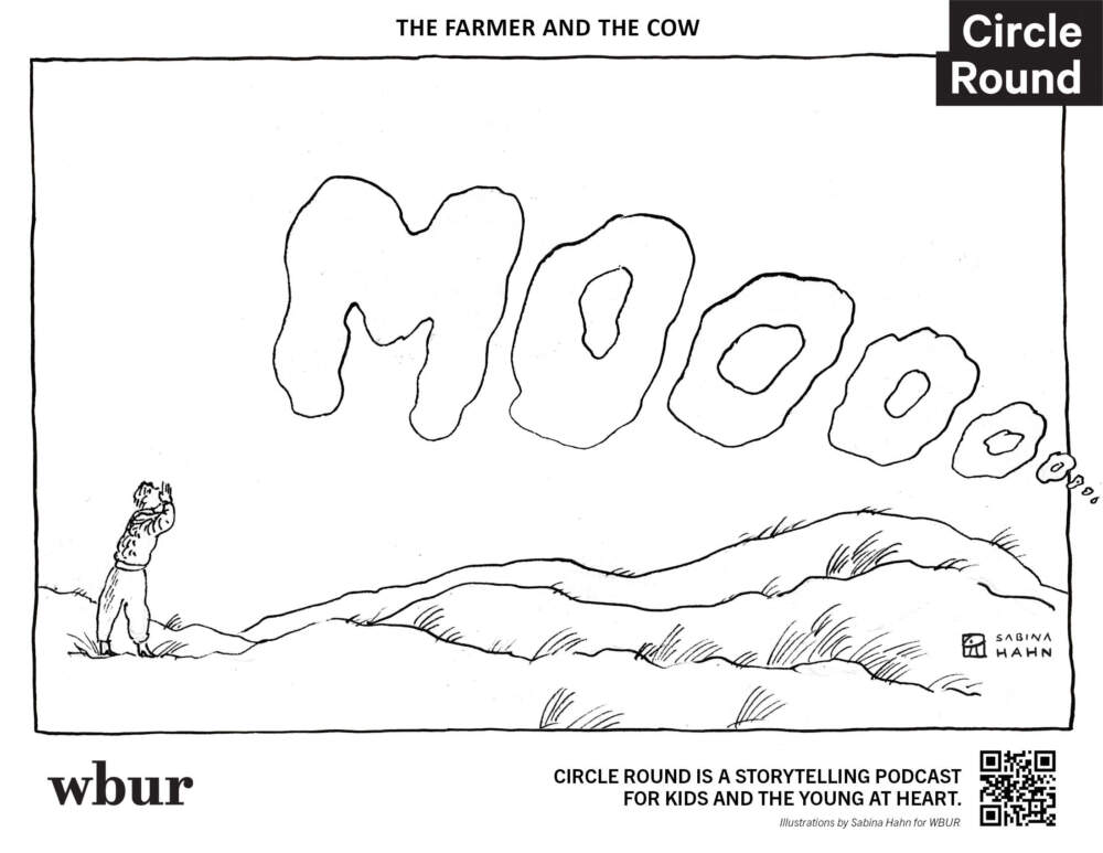 A farmer listens for a cow. (Sabina Hahn for WBUR)