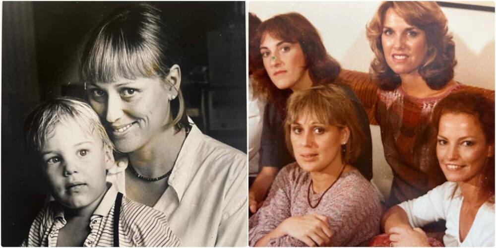 In the photo on the left, the author and her son in a photo by Kathy Willens. On the right, clockwise from left, Kathy Willens, Marjorie Klein, Vicki Sanders and the author in Coral Gables, Fla., circa 1981. (Courtesy Madeleine Blais) 