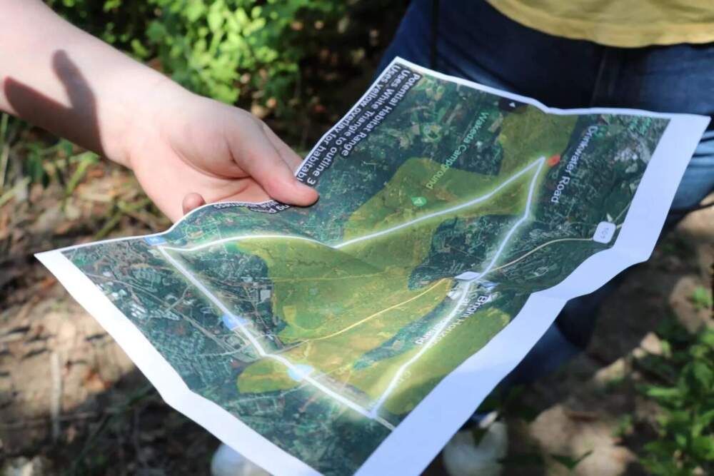 Karac St. Laurent made a map of the rumored mountain lion sightings around Hampton Falls. (Zoey Knox/NHPR)