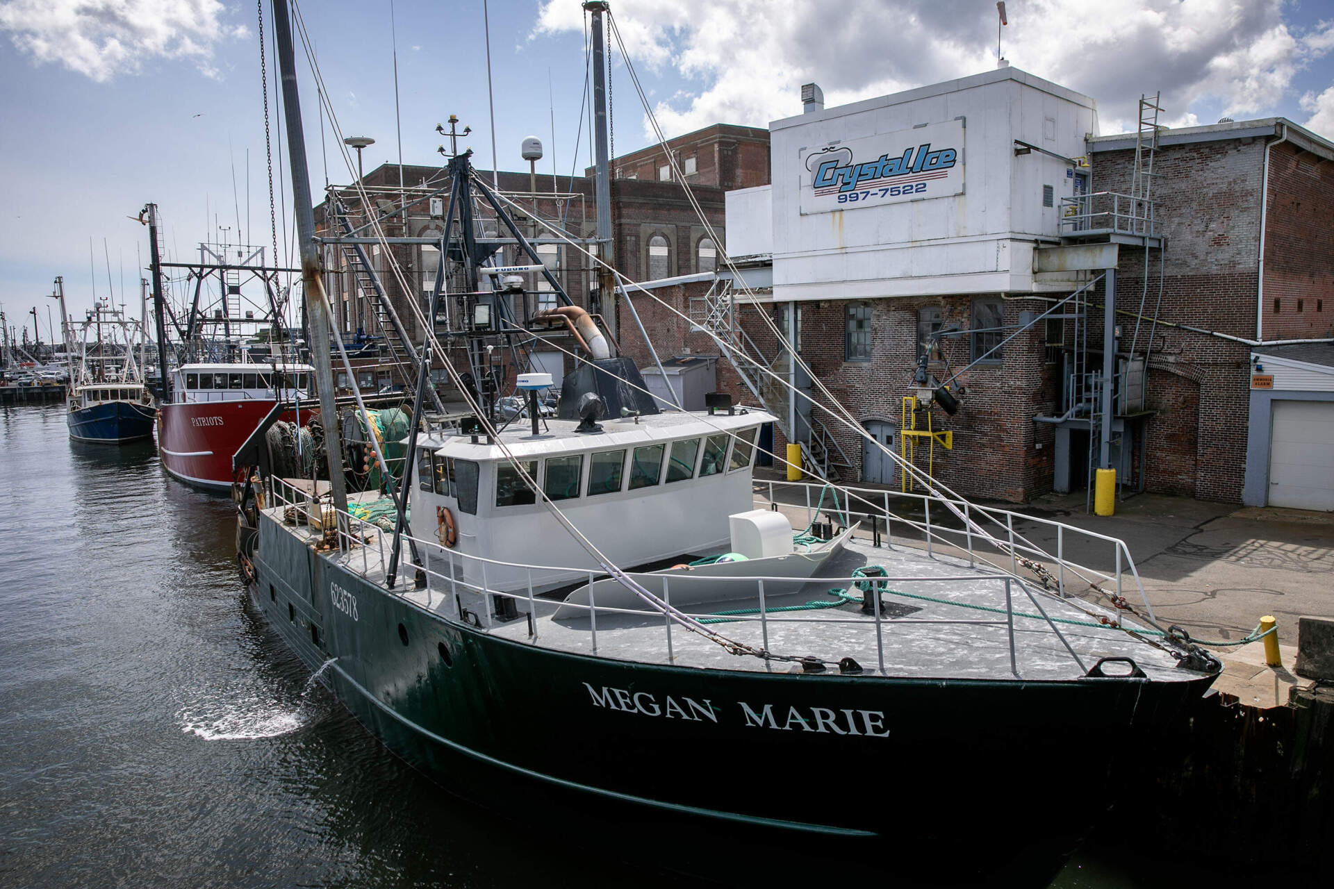 The Crystal Ice Company building at the New Bedford docks. (Robin Lubbock/WBUR)