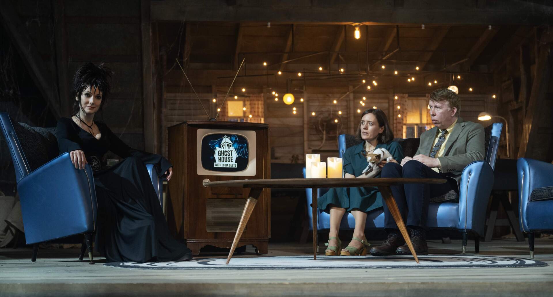 Winona Ryder (left) in a still from director Tim Burton's film "Beetlejuice Beetlejuice." (Courtesy of Warner Bros. Pictures)