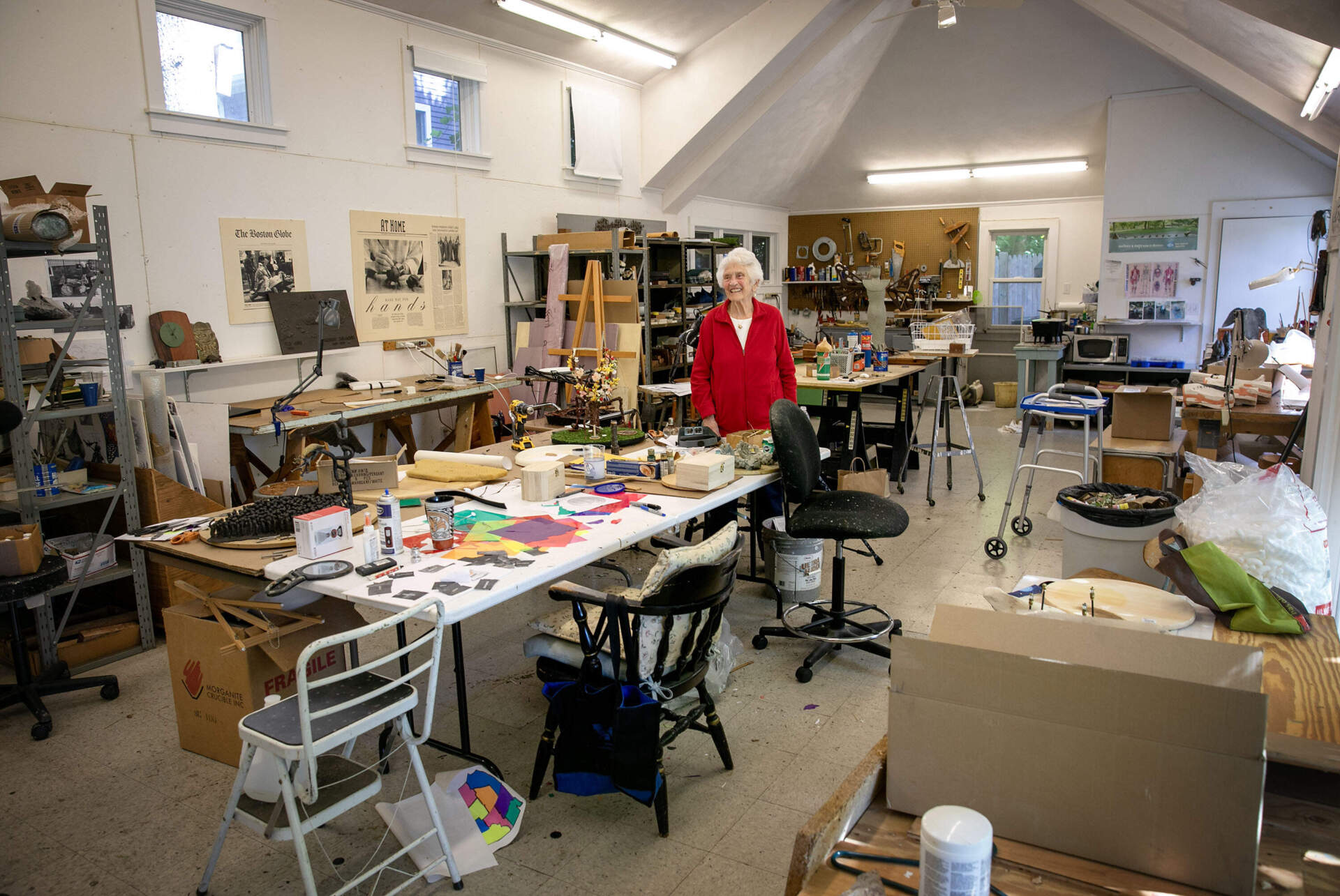 Sculptor Nancy Schön in her studio in Newton. (Robin Lubbock/WBUR)