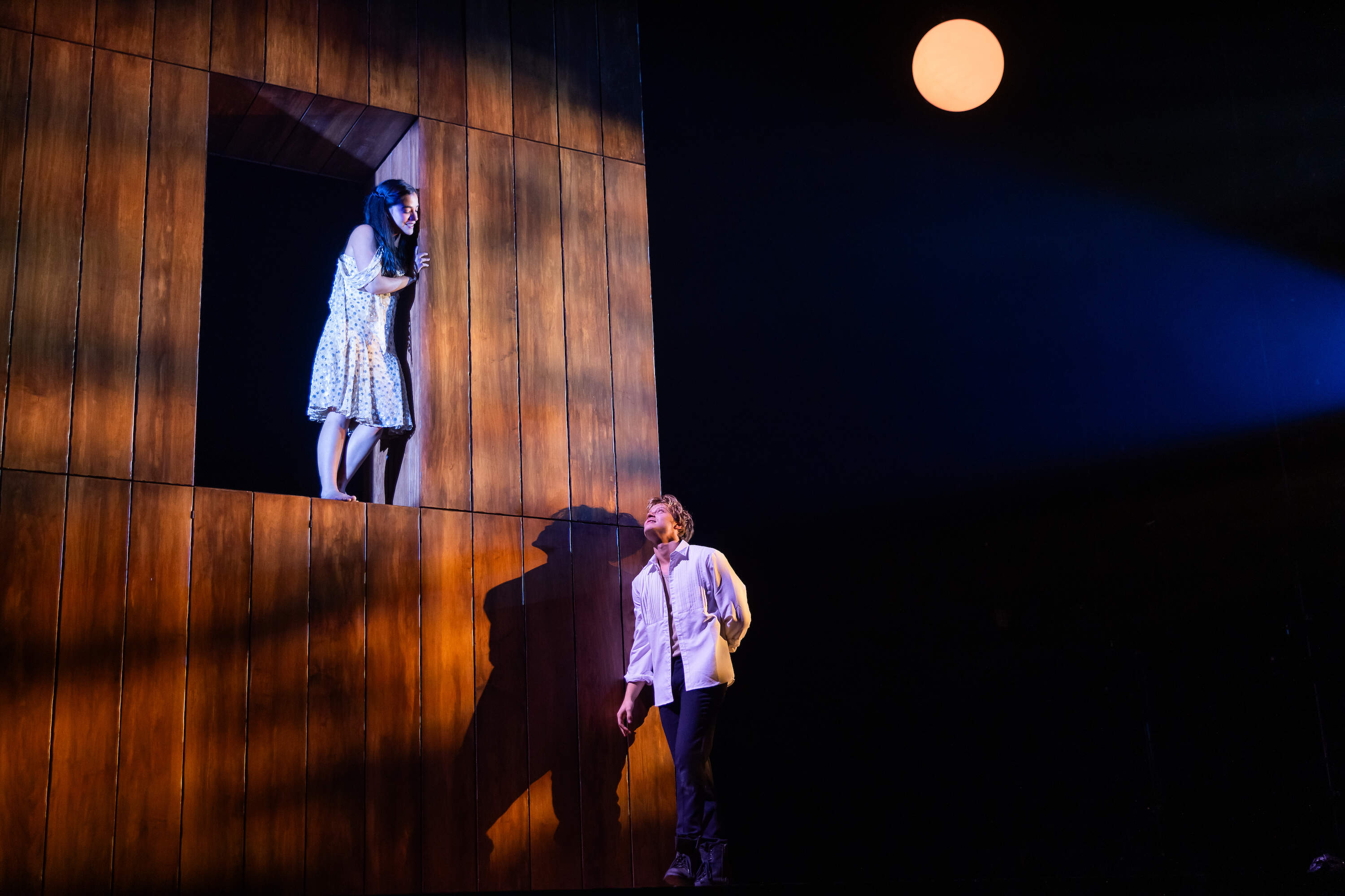 Emilia Suárez (Juliet) and Rudy Pankow (Romeo) in ART's "Romeo and Juliet." (Courtesy of Nile Scott Studios and Maggie Hall)