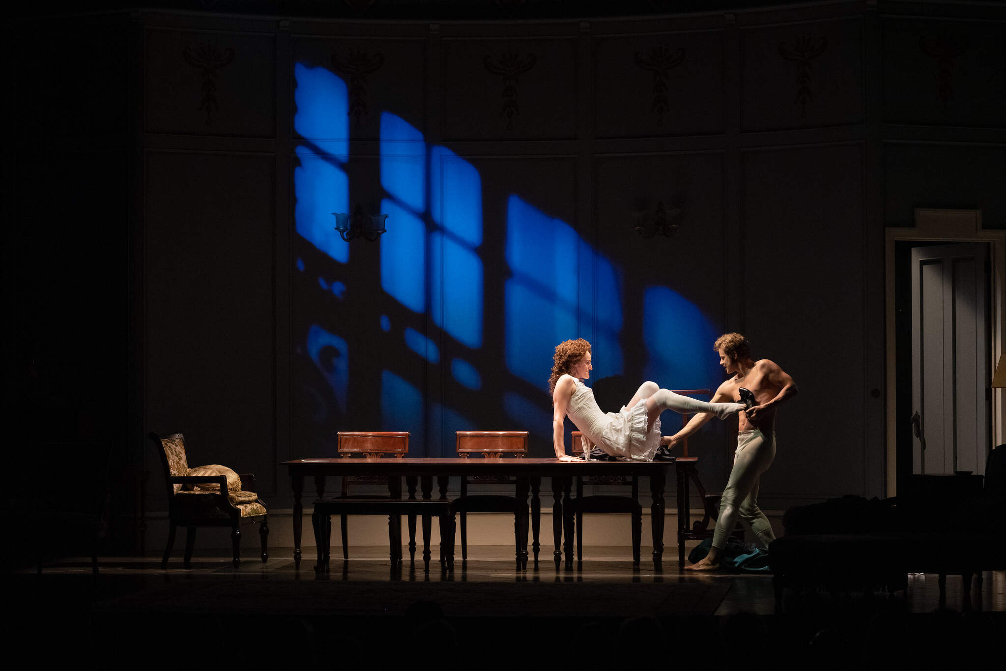 Brenda Meaney as Gretl has a fling with an Austrian soldier played by Samuel Adams in "Leopoldstadt." (Courtesy Liza Voll)