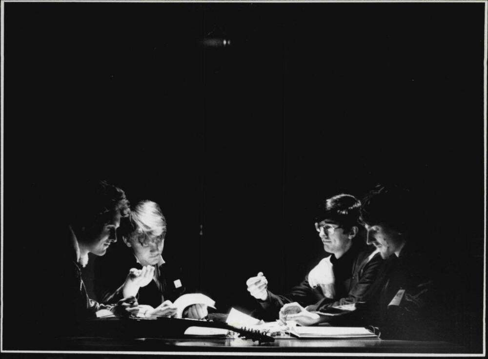 A group of players concentrate on a game of Dungeons & Dragons in 1985. (Bruce Milton Miller/Fairfax Media via Getty Images)