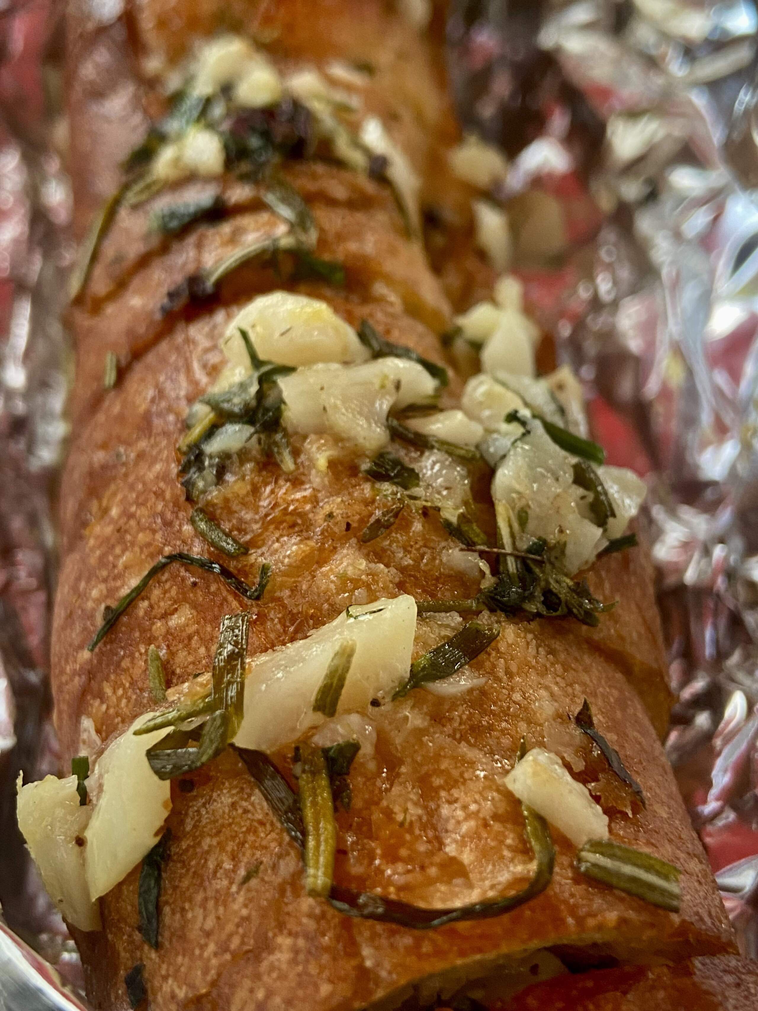 Garlic-lemon-herb bread. (Kathy Gunst/Here &amp; Now)
