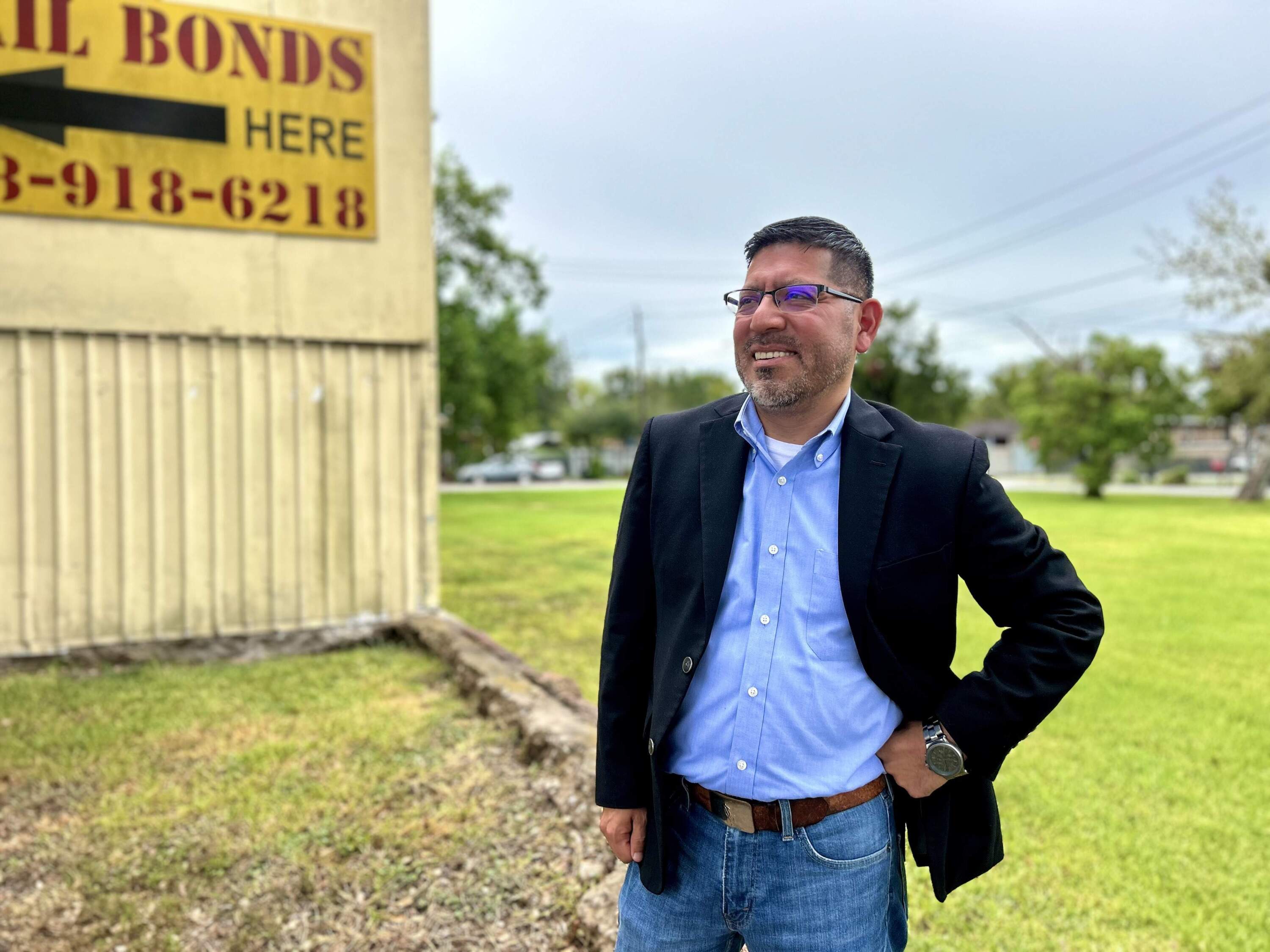 Mario Garza owns 1st Advantage Bail Bonds in Houston, TX. He is also president of the Professional Bondsmen of Harris County. (Peter O'Dowd/Here & Now)