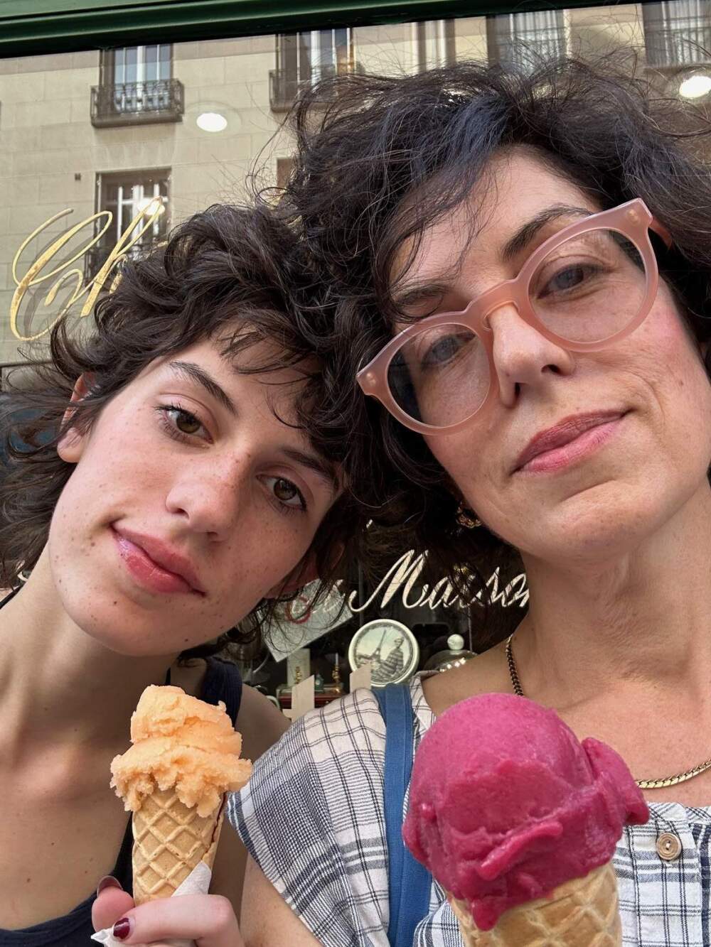 The author and her daughter, Annabel, eat ice cream in France in August 2024. (Courtesy Alysia Abbott)