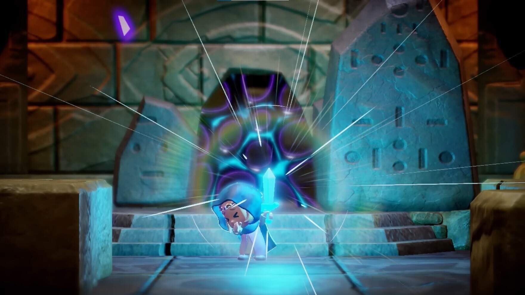 Zelda unlocks a "Swordfighter" form to complement her magical powers. (Courtesy of Nintendo)